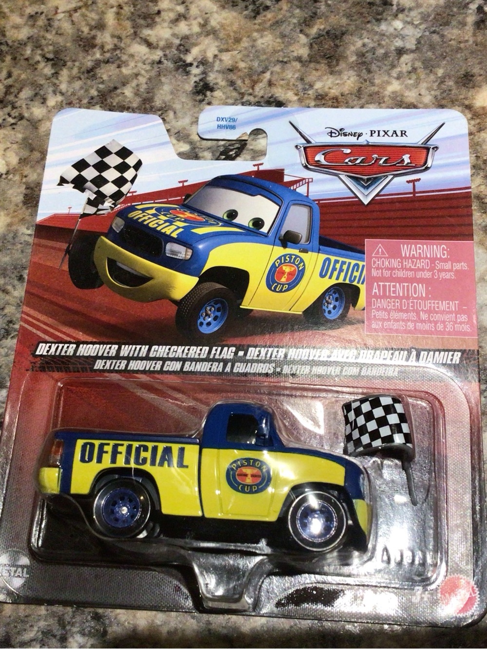 Official Pixar Cars Yellow & Blue Dexter Hoover Toy Truck with checkered flag